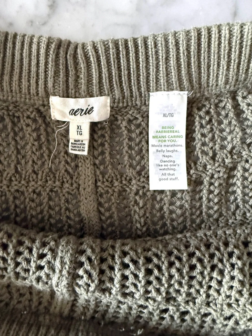 Aerie Crochet Shorts Olive Green XL Cotton Swim Cover Up